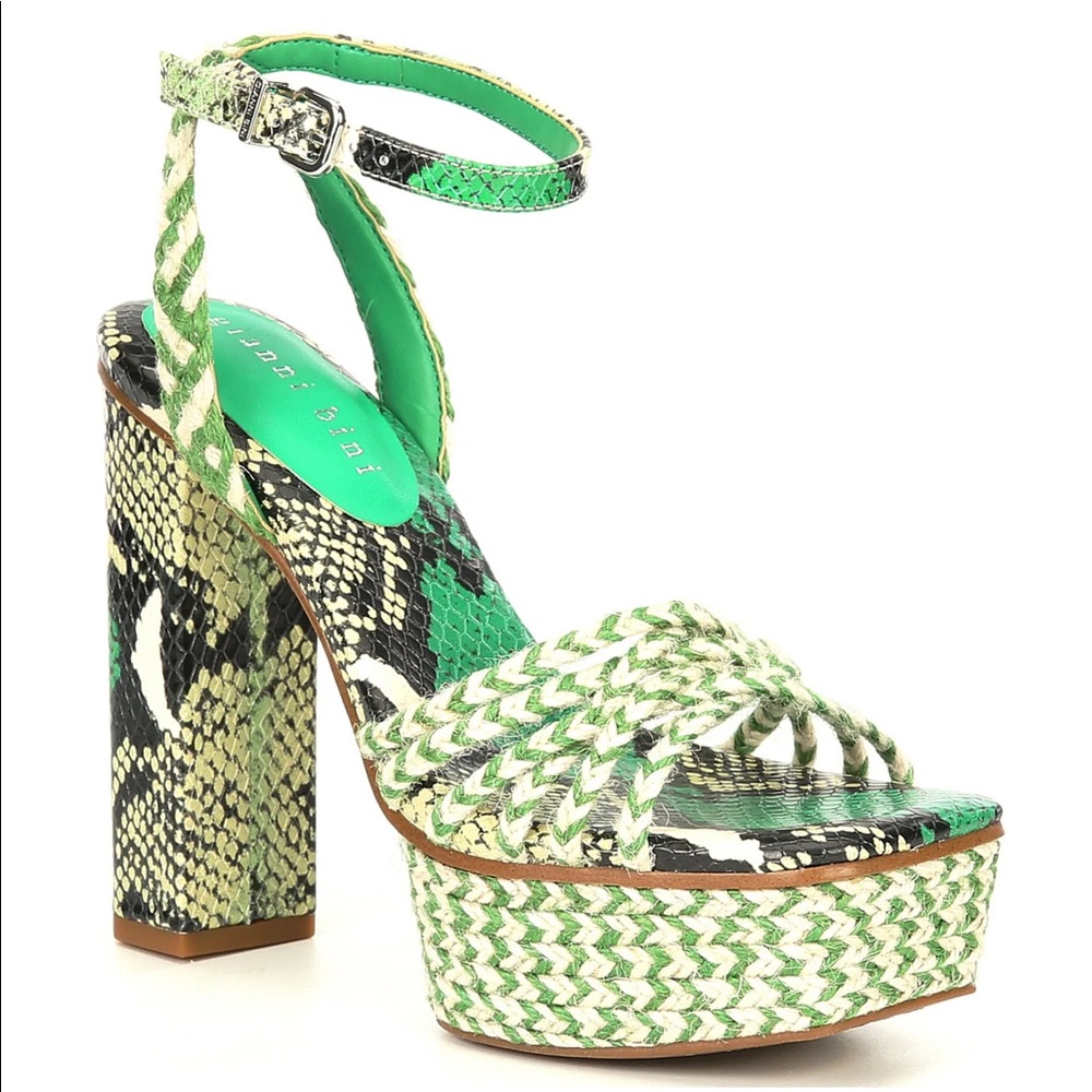 Gianni Bini Green Shanika Platform Sandals
